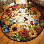 Warm Fall Round Mat Rug - washable non-slip printed rug