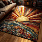 Warm Horizon area rug in a living room