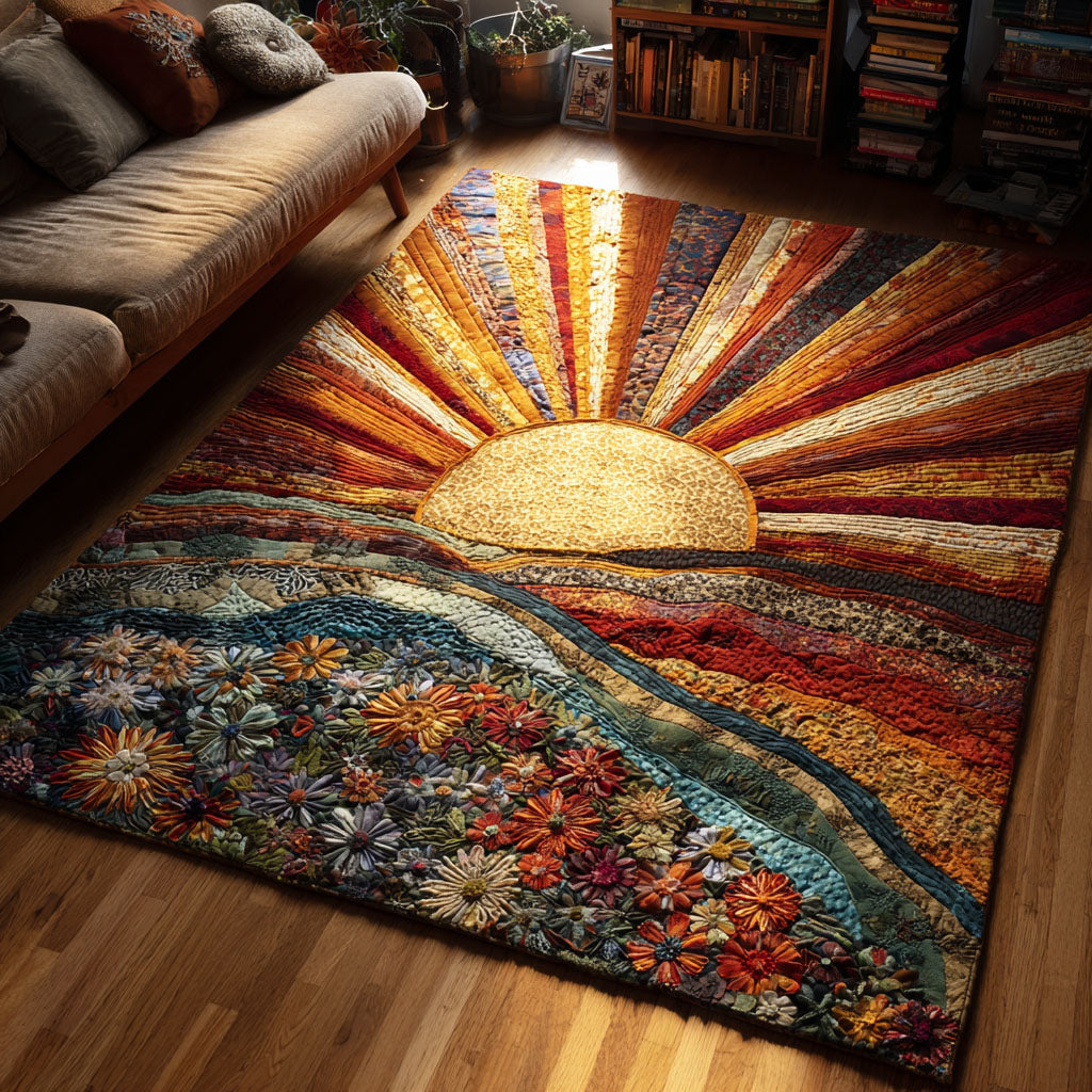 Warm Horizon area rug in a living room