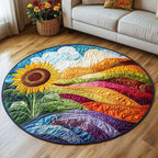 Warm Meadows Round Mat Rug - washable non-slip printed rug