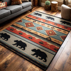 Warrior Bear area rug in a living room