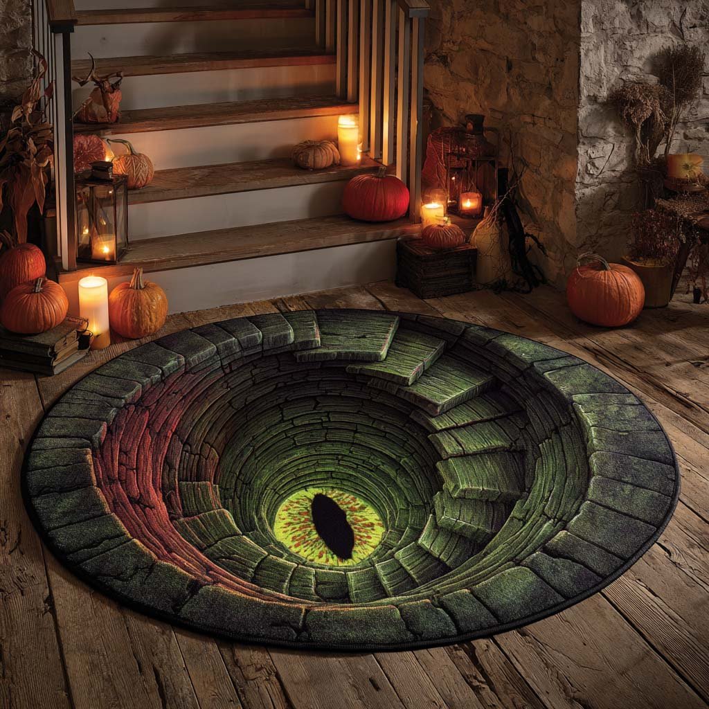 Watcher Below Round Mat Rug - washable non-slip printed rug