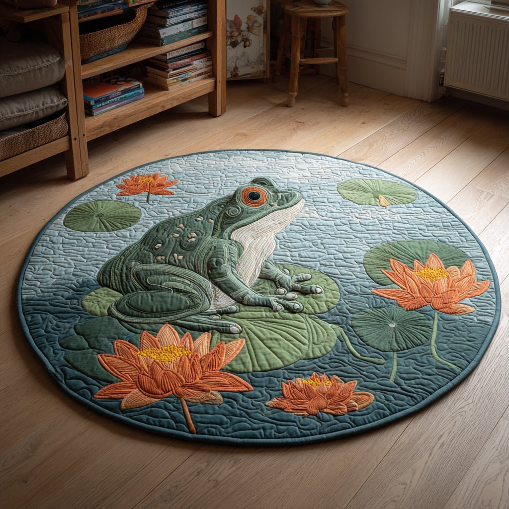 Water Frog Round Mat Rug - washable non-slip printed rug