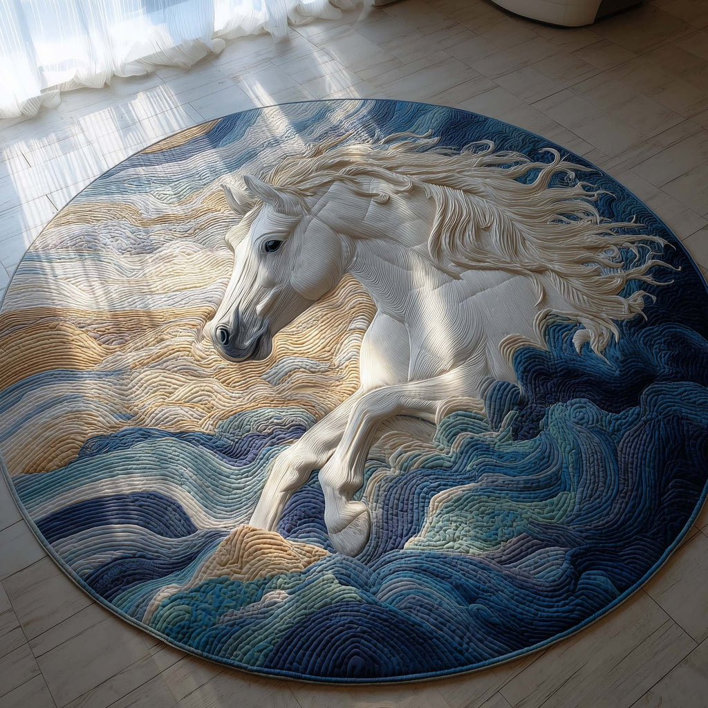 Water Spirit Horse Round Mat Rug - Cute Pet Design | Animal Printed Home Decor