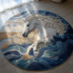 Water Spirit Horse Round Mat Rug - Cute Pet Design | Animal Printed Home Decor