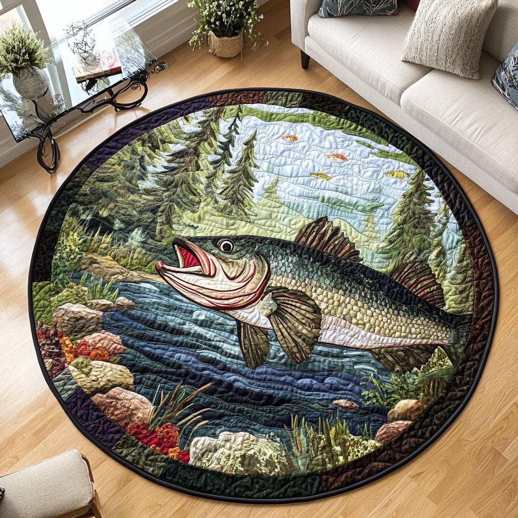 Waterside Peace Round Mat Rug - washable non-slip printed rug
