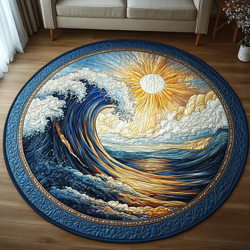 Wave Dance Round Mat Rug - washable non-slip printed rug