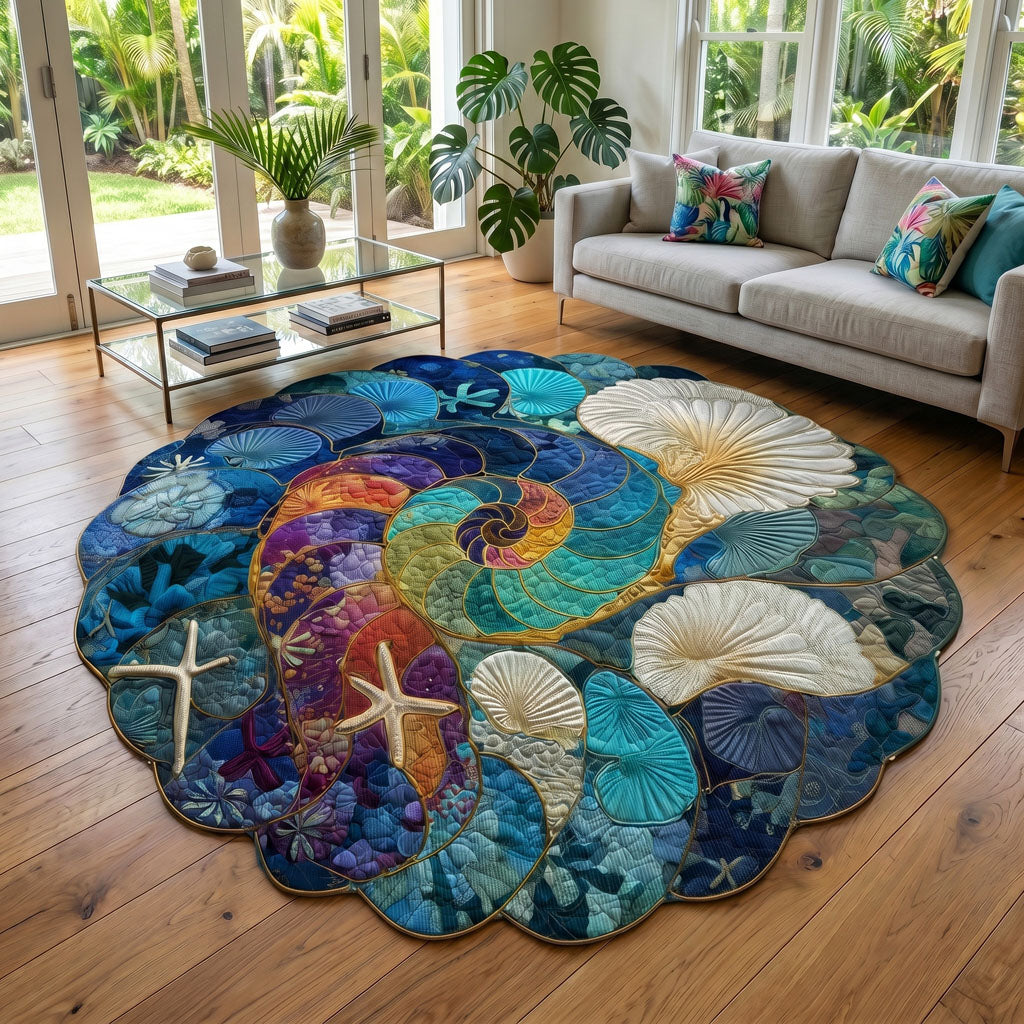 Wave Sanctuary Custom Shape Area Rug - Coastal Design | Die-Cut Non-Slip Rug - washable non-slip printed rug