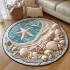 Waves and Wonders Round Mat Rug - washable non-slip printed rug