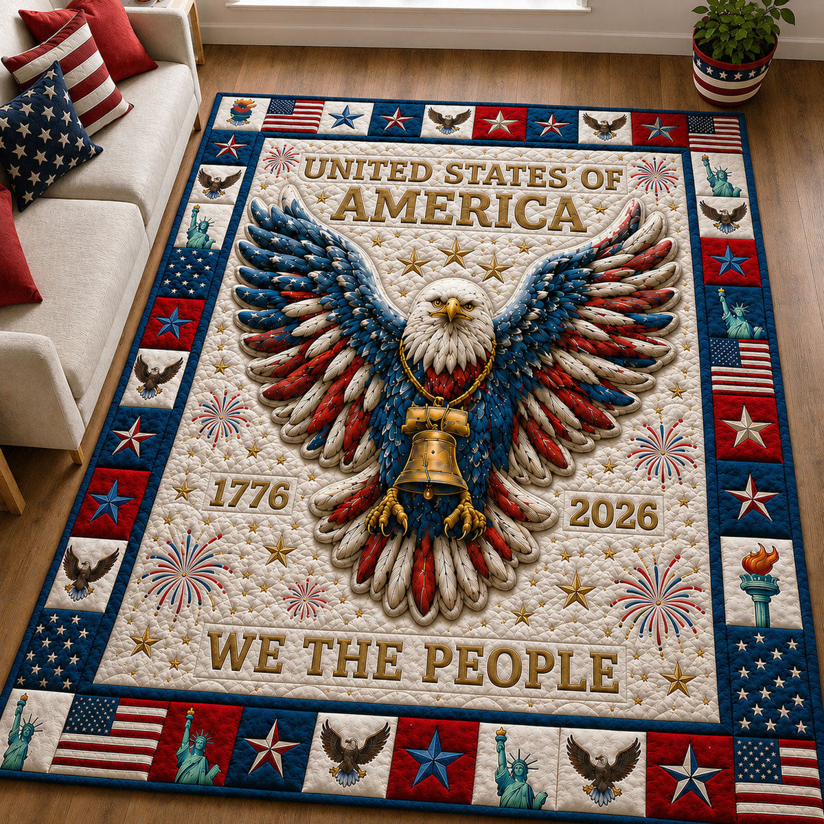 We The People USA area rug in a living room