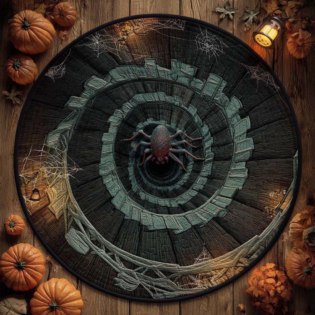 Web Abyss Round Mat Rug - washable non-slip printed rug
