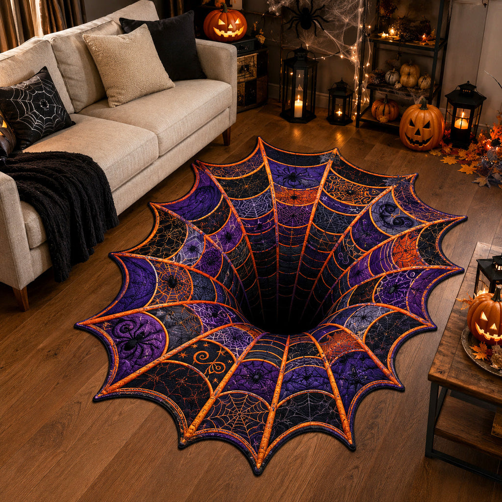 Web Vortex Custom Shape Area Rug - Nature Design | Die-Cut Non-Slip Rug - washable non-slip printed rug
