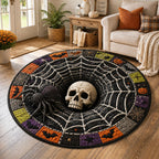 Webbed Skull Hollow Round Mat Rug - washable non-slip printed rug