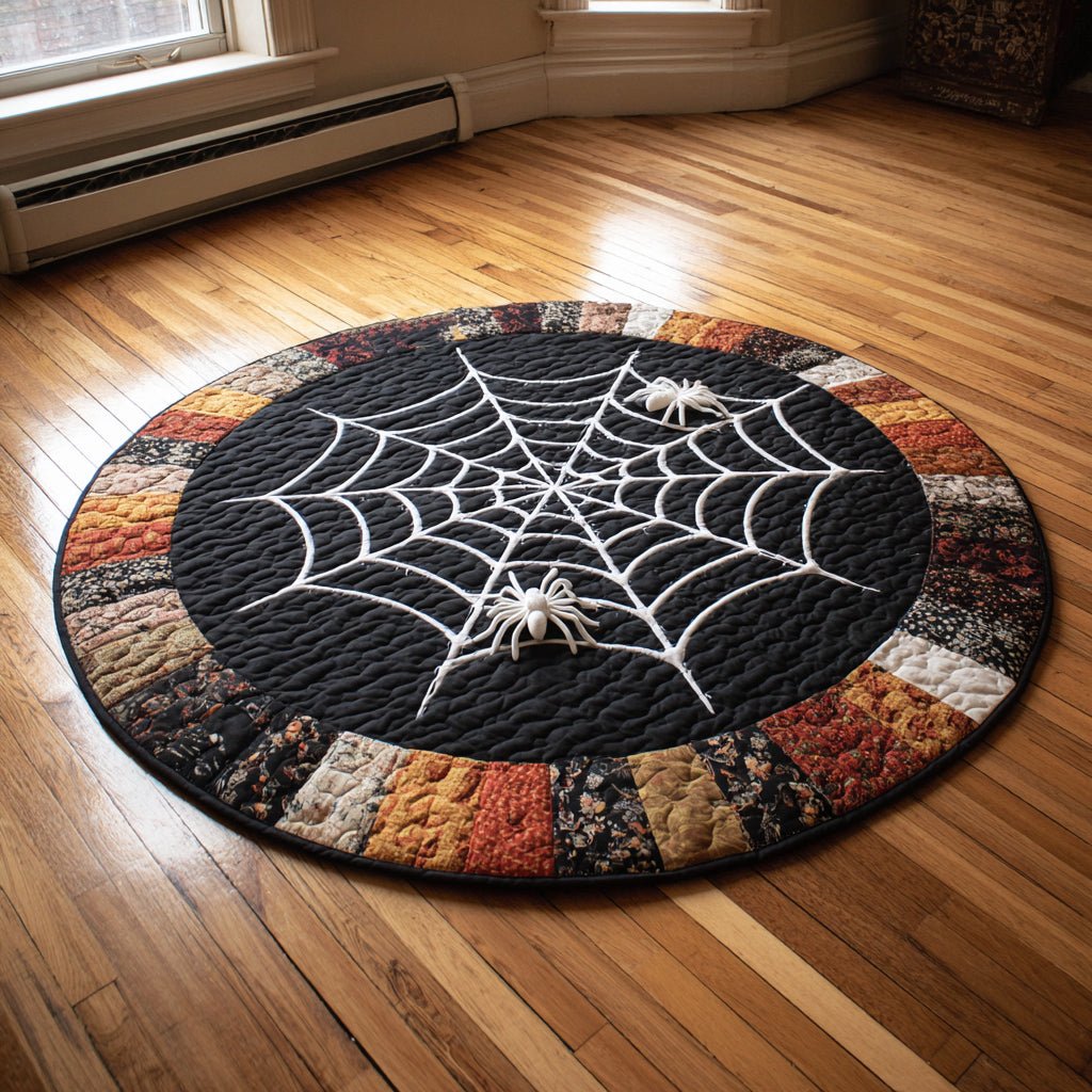 Webbed Spider Round Mat Rug - washable non-slip printed rug