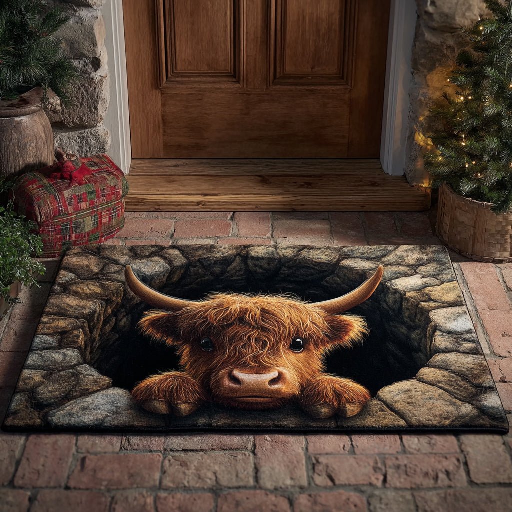 Welcome Highland Calf Doormat - Nature Design | Printed Welcome Doormat