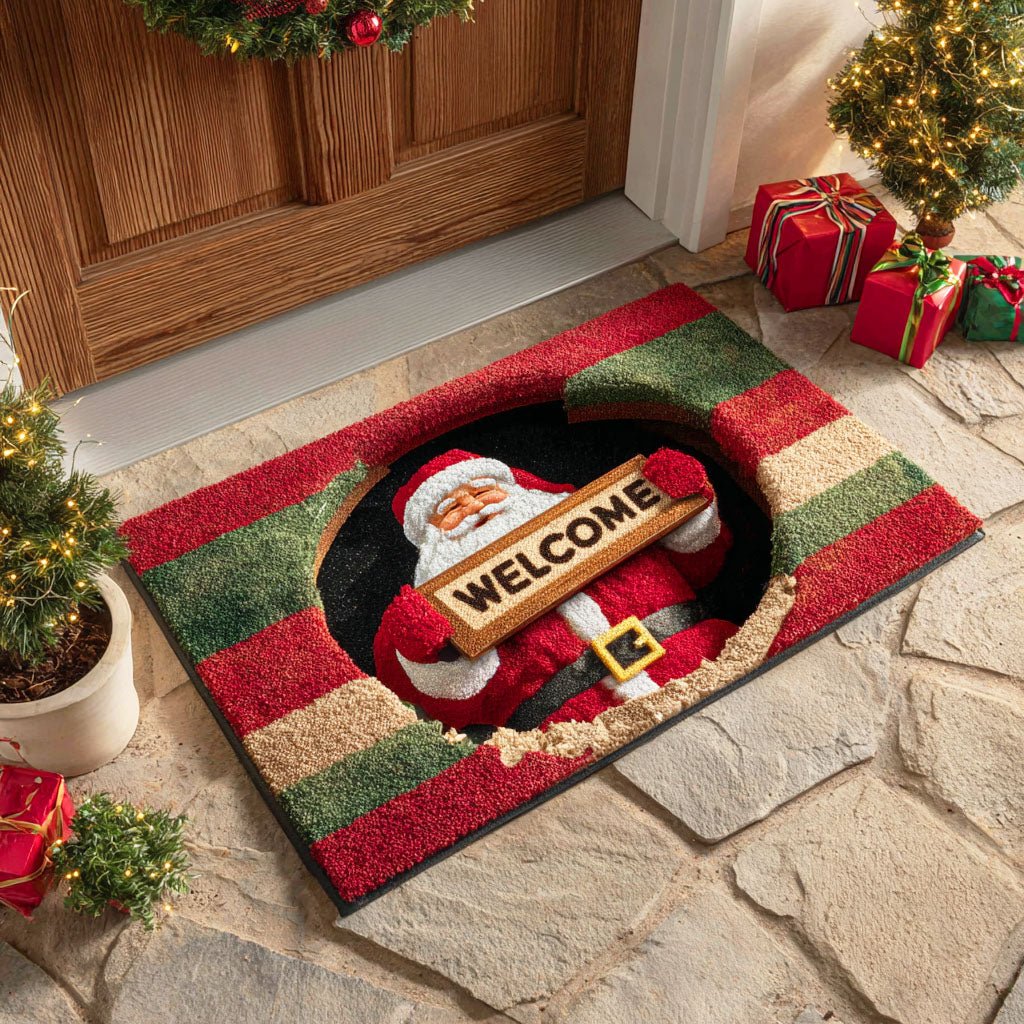 Welcome Santa Doormat - Seasonal Holiday Design | Printed Welcome Doormat