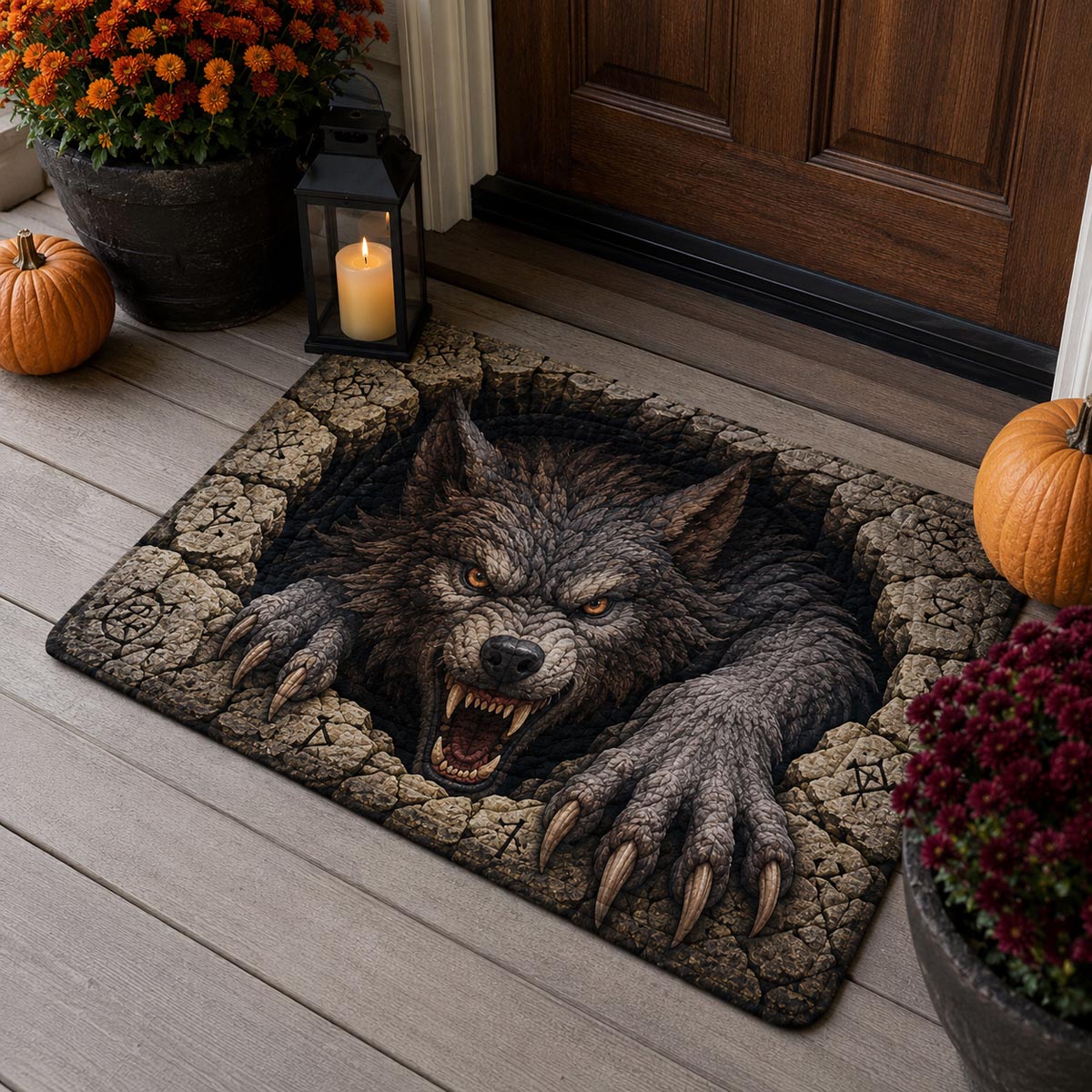 Werewolf Breakout Doormat - Cute Animal Design | Printed Welcome Doormat - washable non-slip printed rug