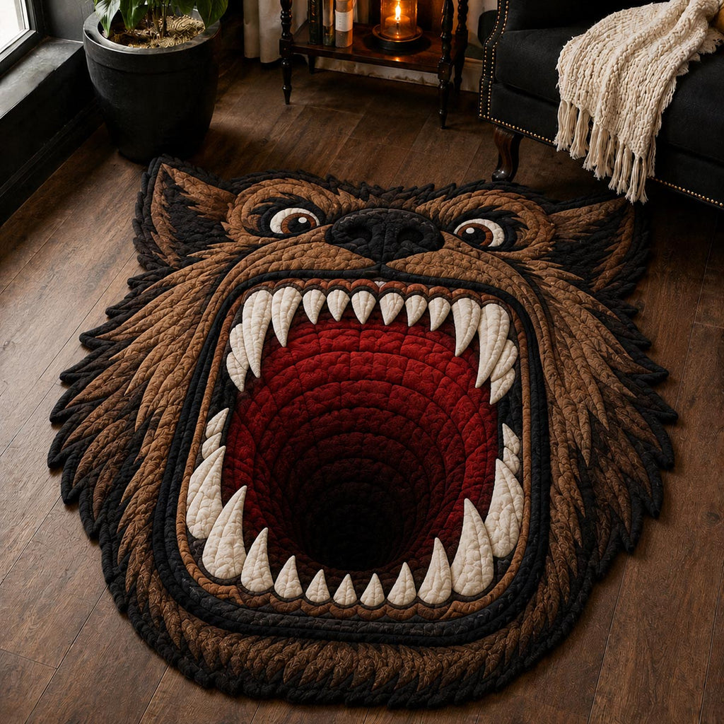 Werewolf Maw Custom Shape Area Rug - Cute Animal Design | Die-Cut Non-Slip Rug - washable non-slip printed rug