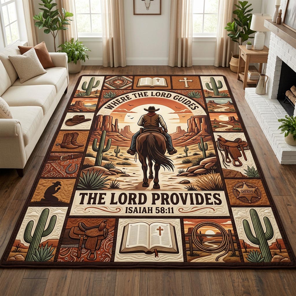 Western Cowboy area rug in a living room