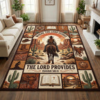 Western Cowboy area rug in a living room