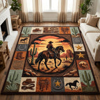 Western Cowboy area rug in a living room