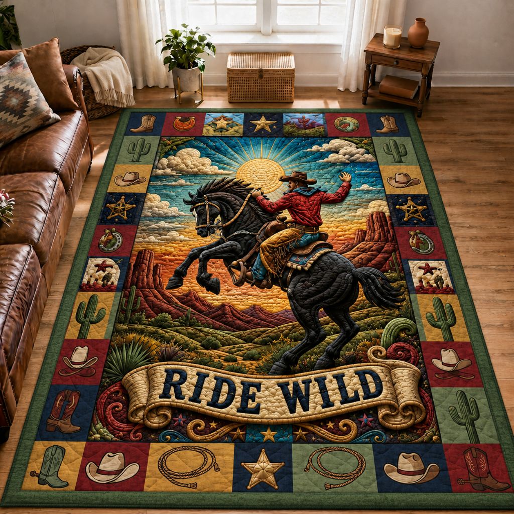Western Cowboy Grace area rug in a living room