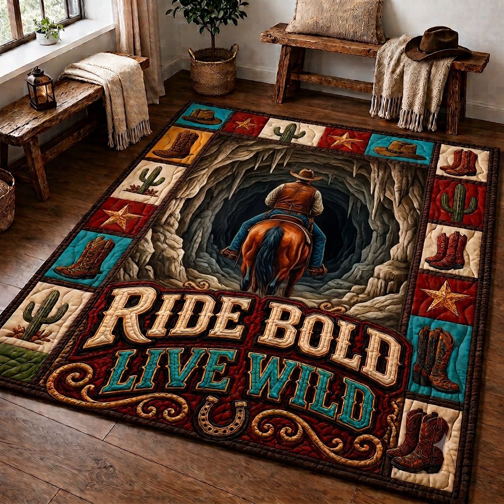 Western Cowboy Ranch area rug in a living room
