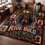 Western Cowboy Ranch area rug in a living room