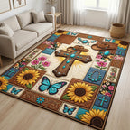 Western Faith area rug in a living room