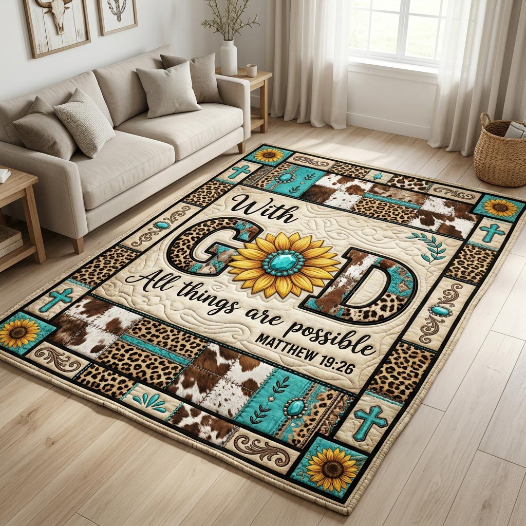 Western Faith area rug in a living room