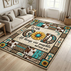 Western Faith area rug in a living room