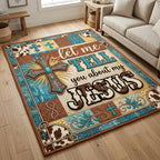 Western Faith area rug in a living room