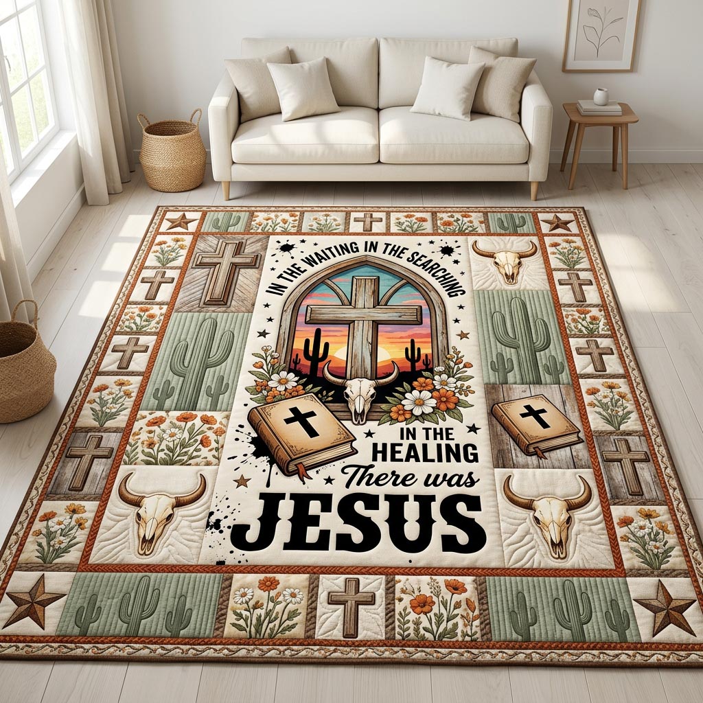 Western Faith area rug in a living room