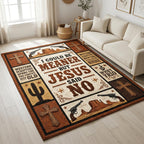 Western Faith area rug in a living room