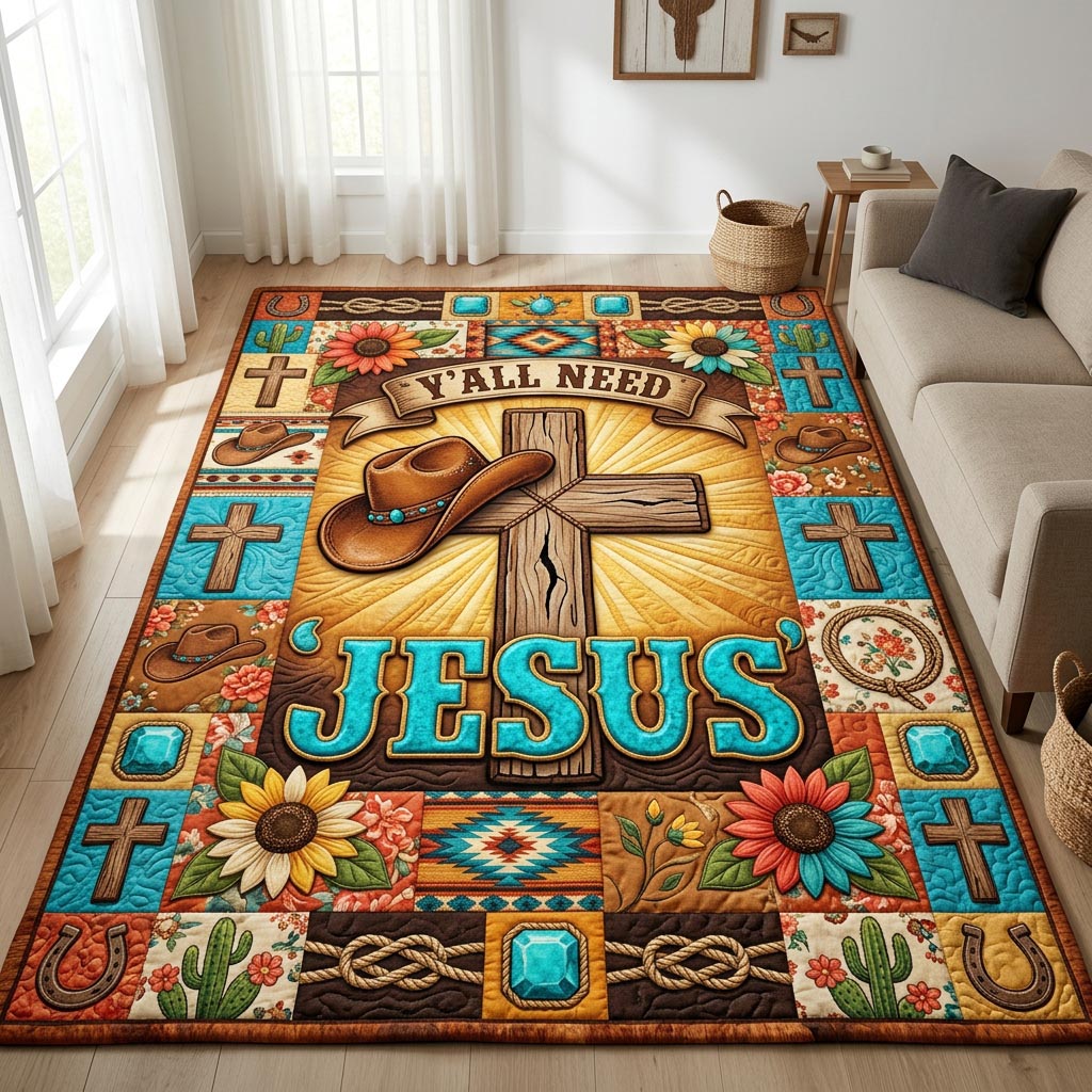 Western Faith area rug in a living room