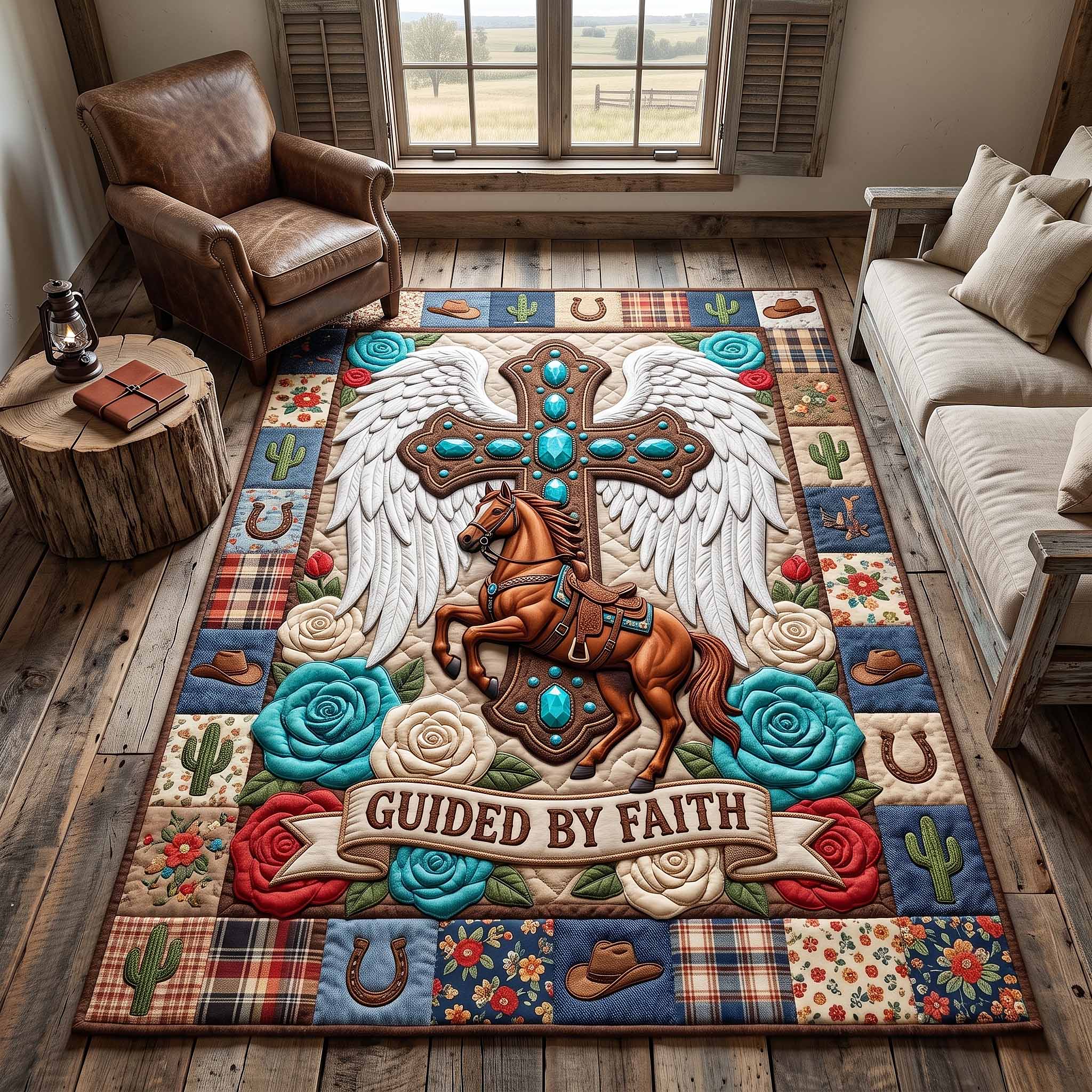 Western Grace area rug in a living room