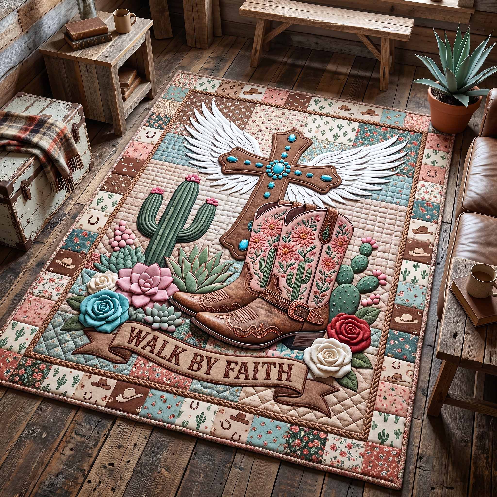 Western Grace area rug in a living room