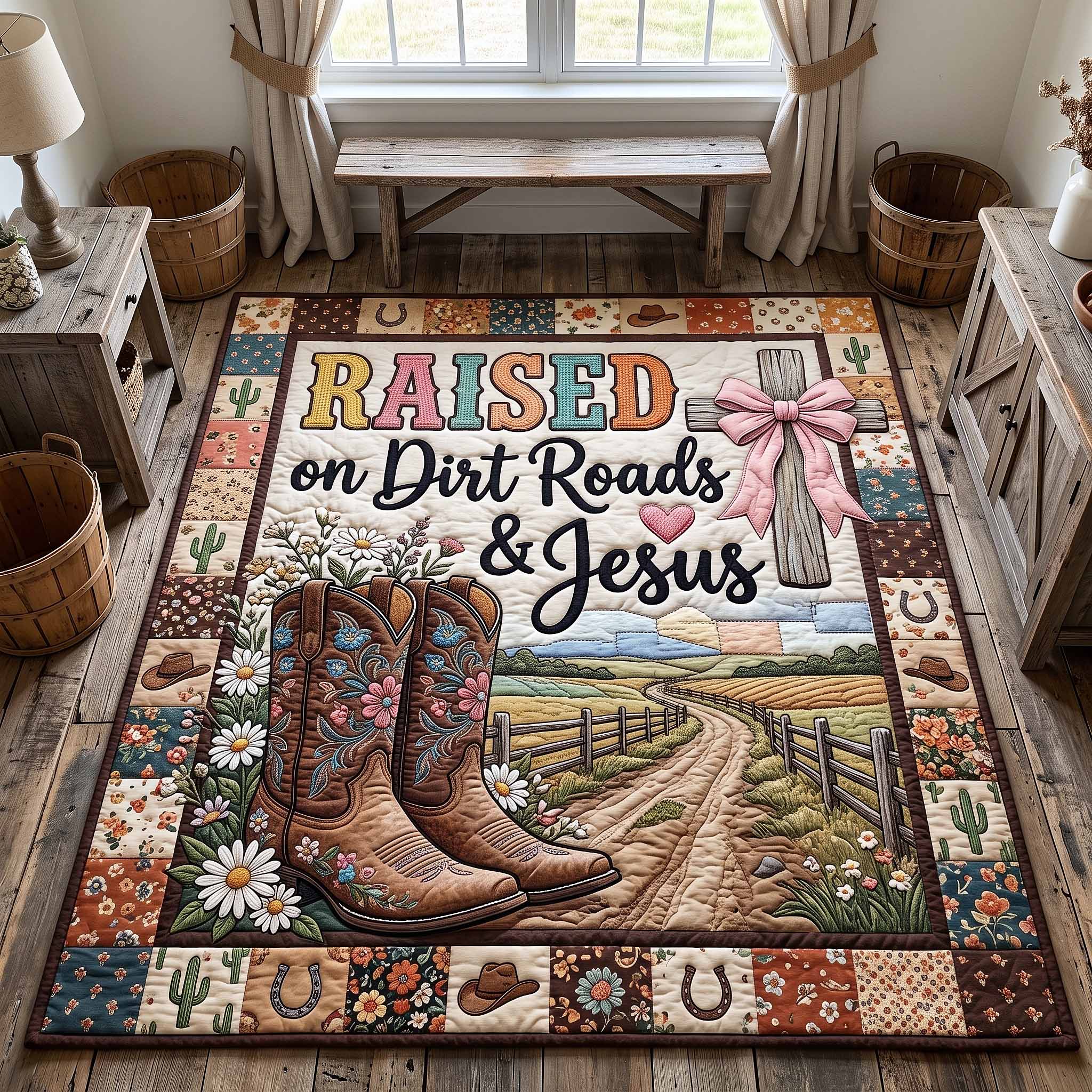 Western Grace area rug in a living room