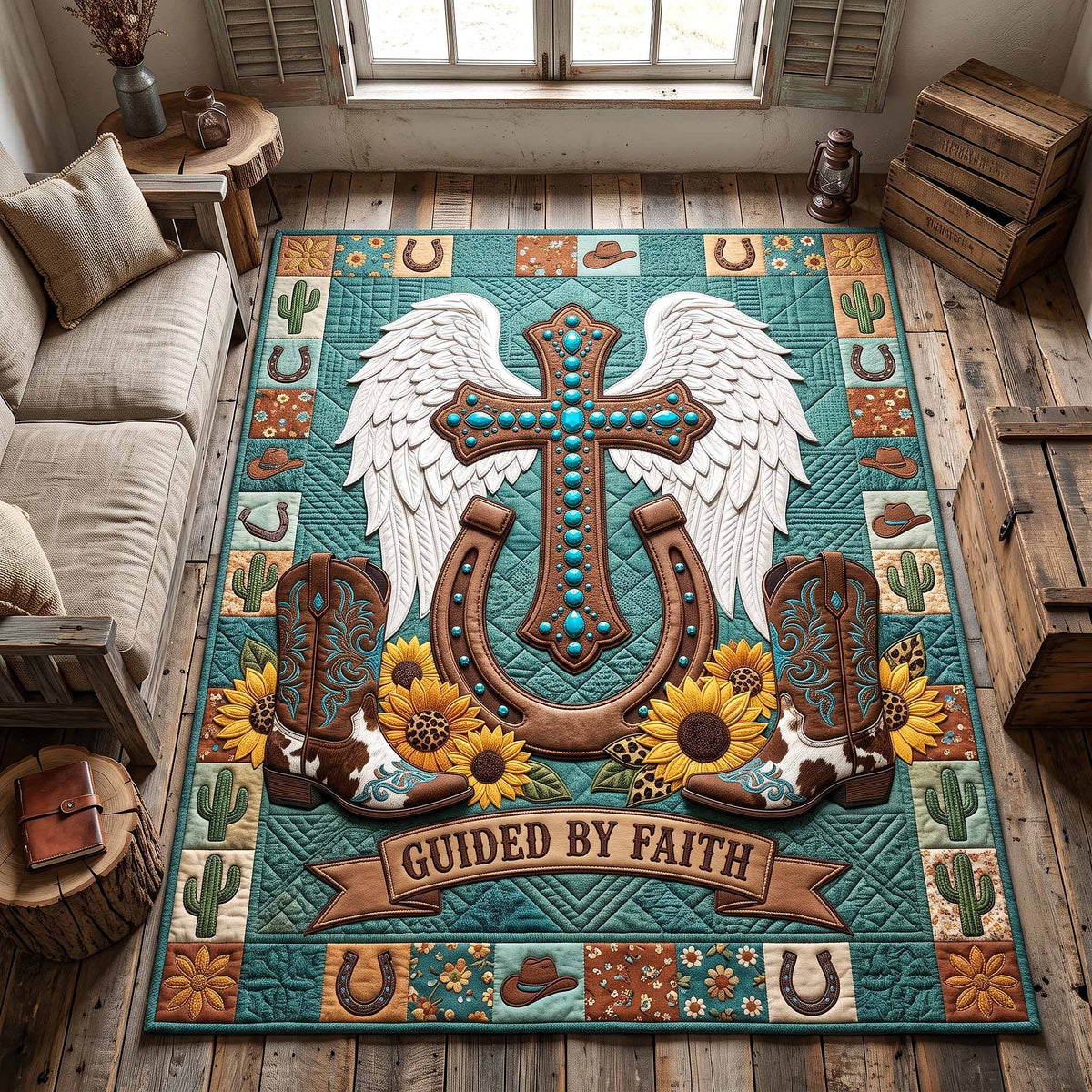 Western Grace area rug in a living room
