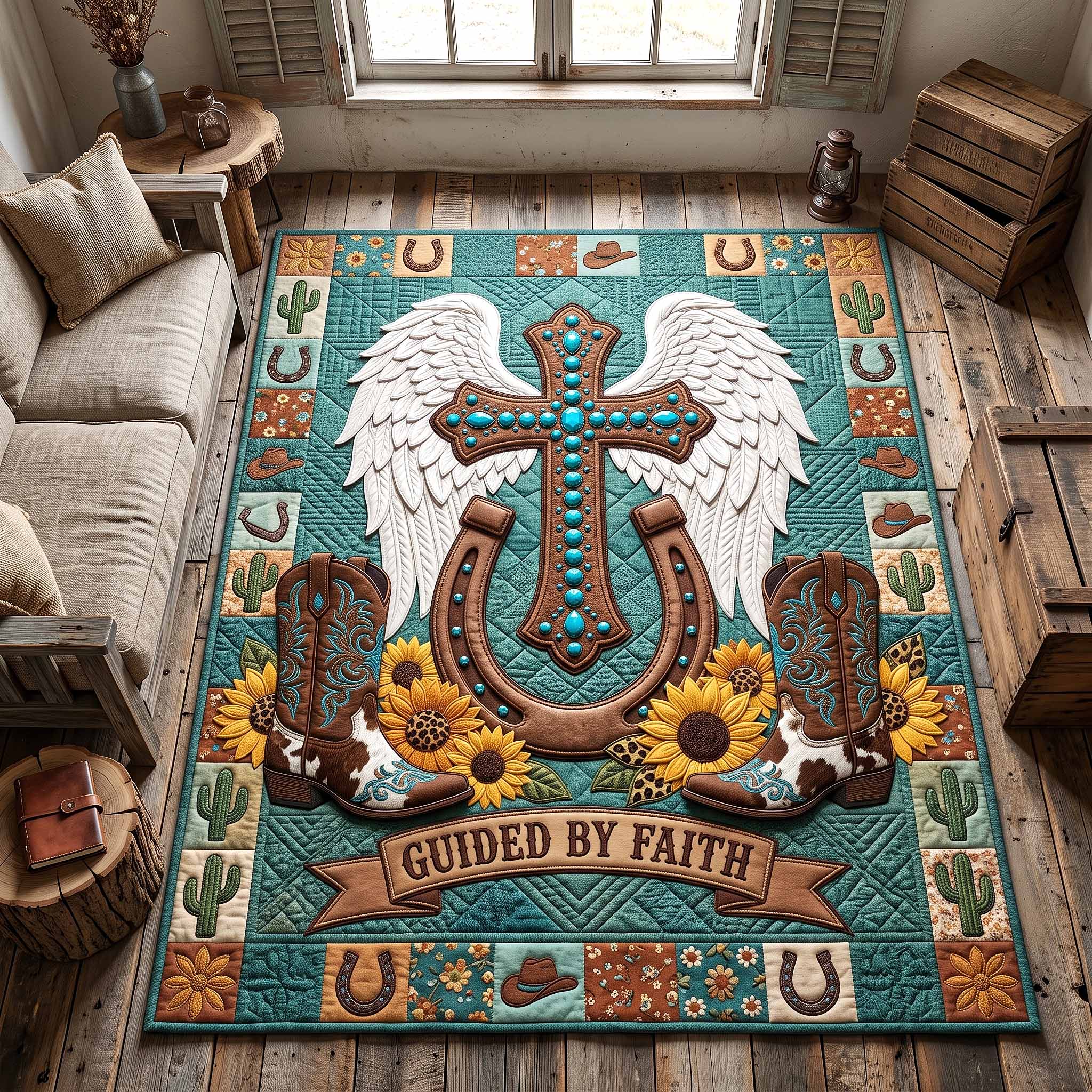 Western Grace area rug in a living room
