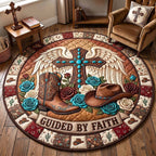 Western Grace GFTOTP19917 Round Mat Rug - washable non-slip printed rug