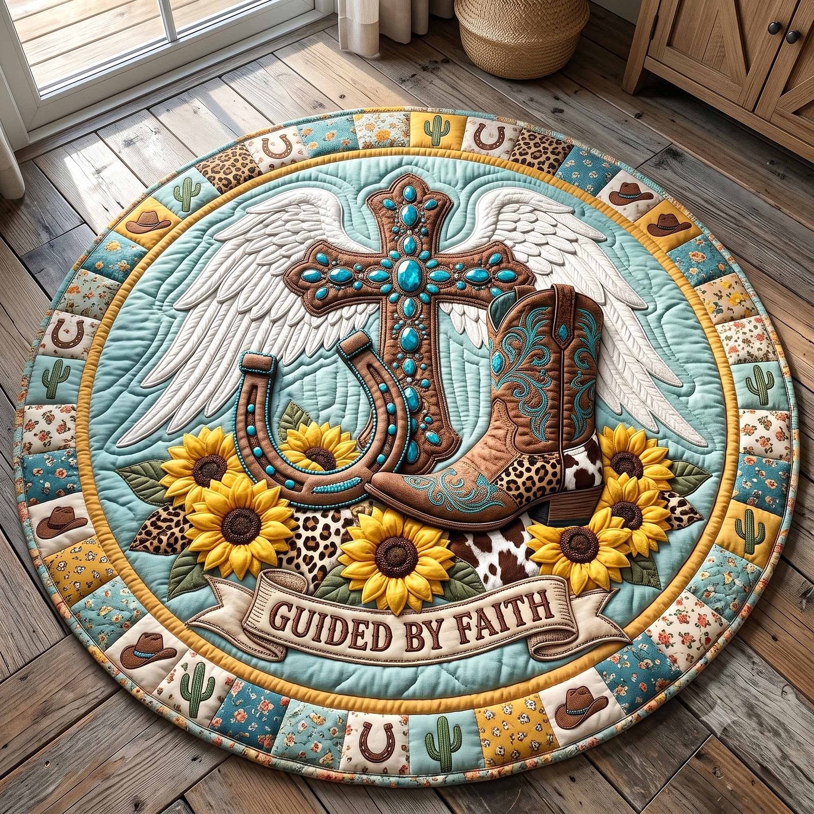 Western Grace Round Mat Rug - Nature Design | Serene Home Decor