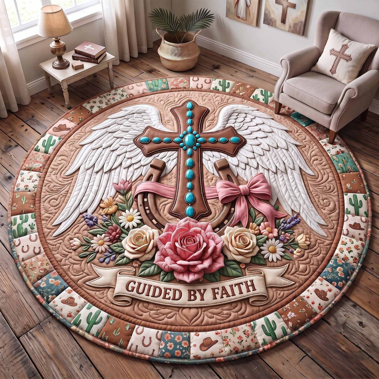 Western Grace Round Mat Rug - Nature Design | Serene Home Decor