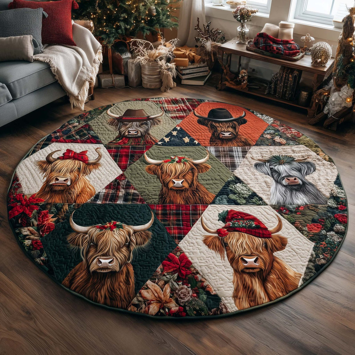 Western Party Round Mat Rug - washable non-slip printed rug