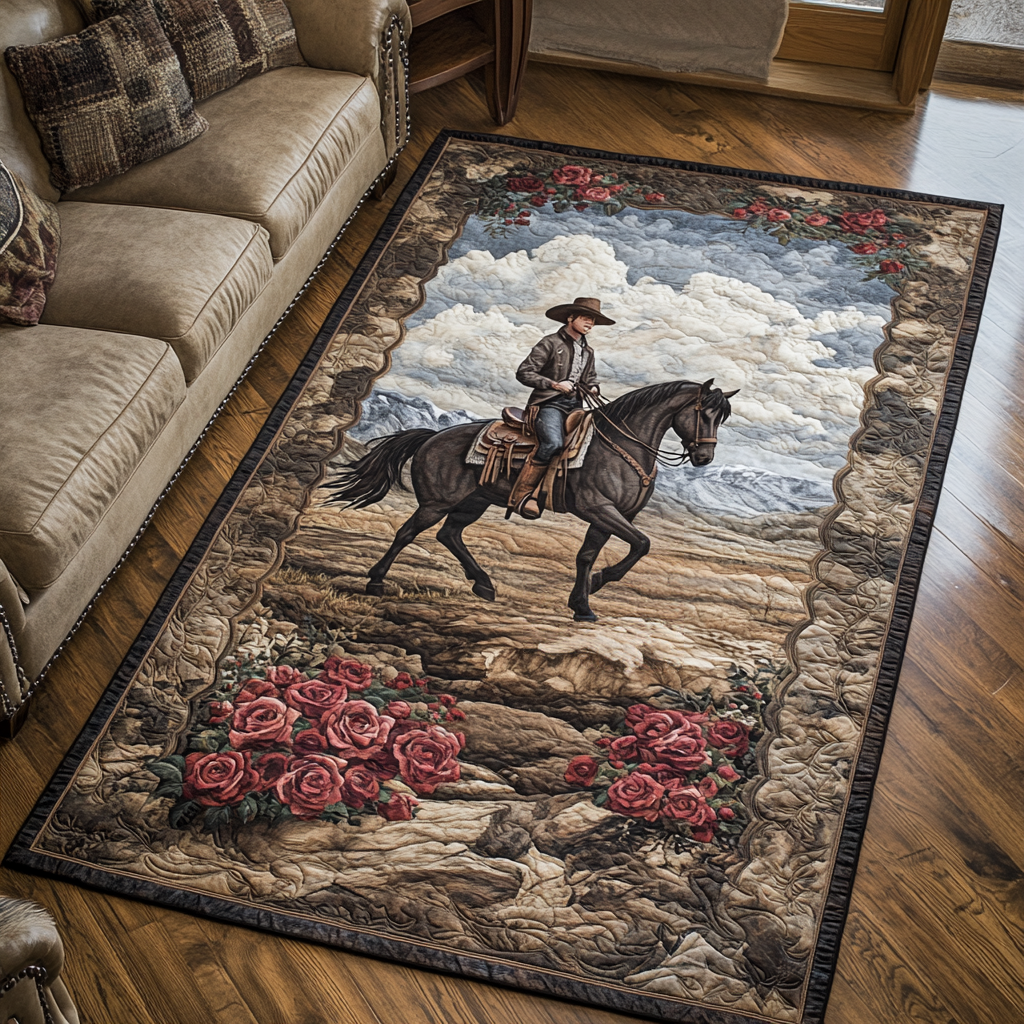 Western Ride area rug in a living room
