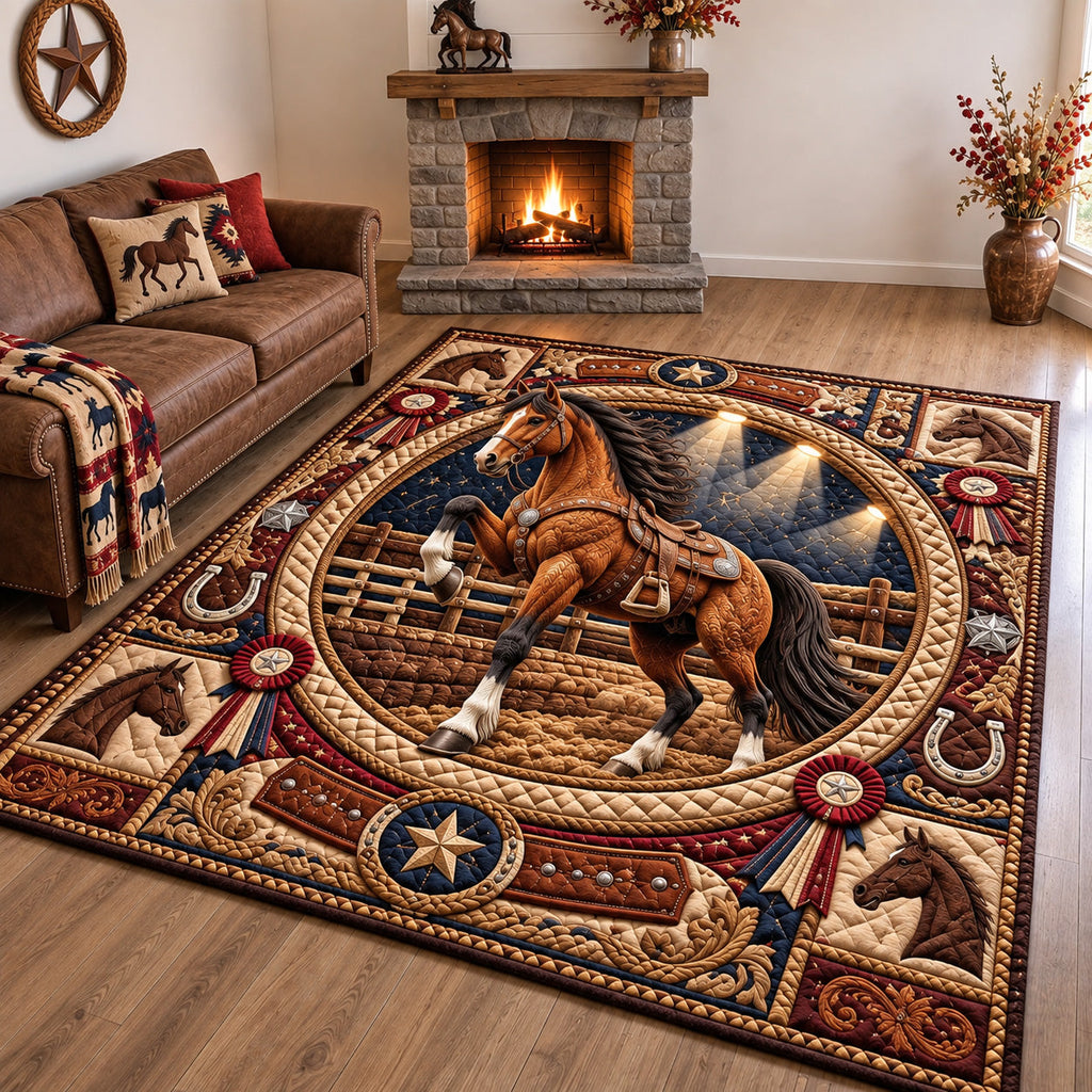 Western Rodeo Champion area rug in a living room