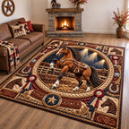 Western Rodeo Champion area rug in a living room