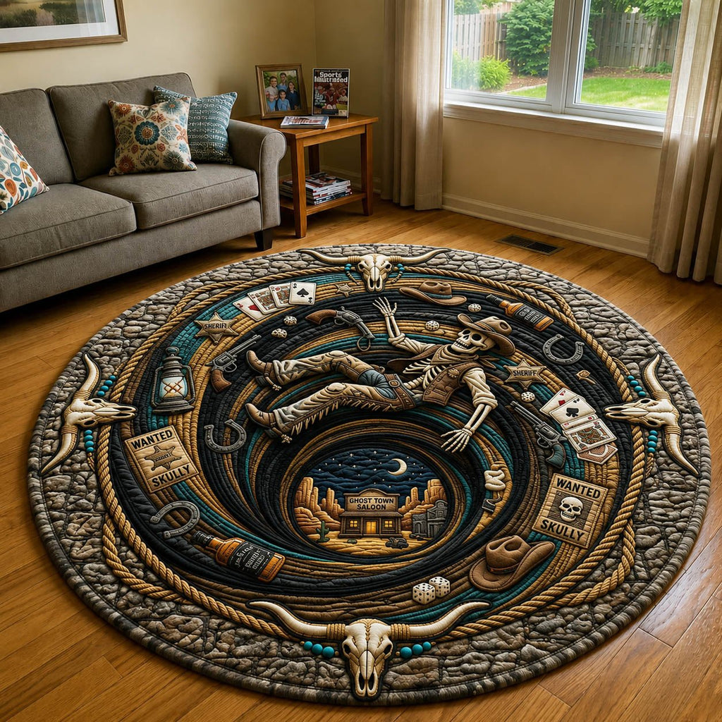 Western Skeleton Falling Round Mat Rug - Nature Design | Serene Home Decor