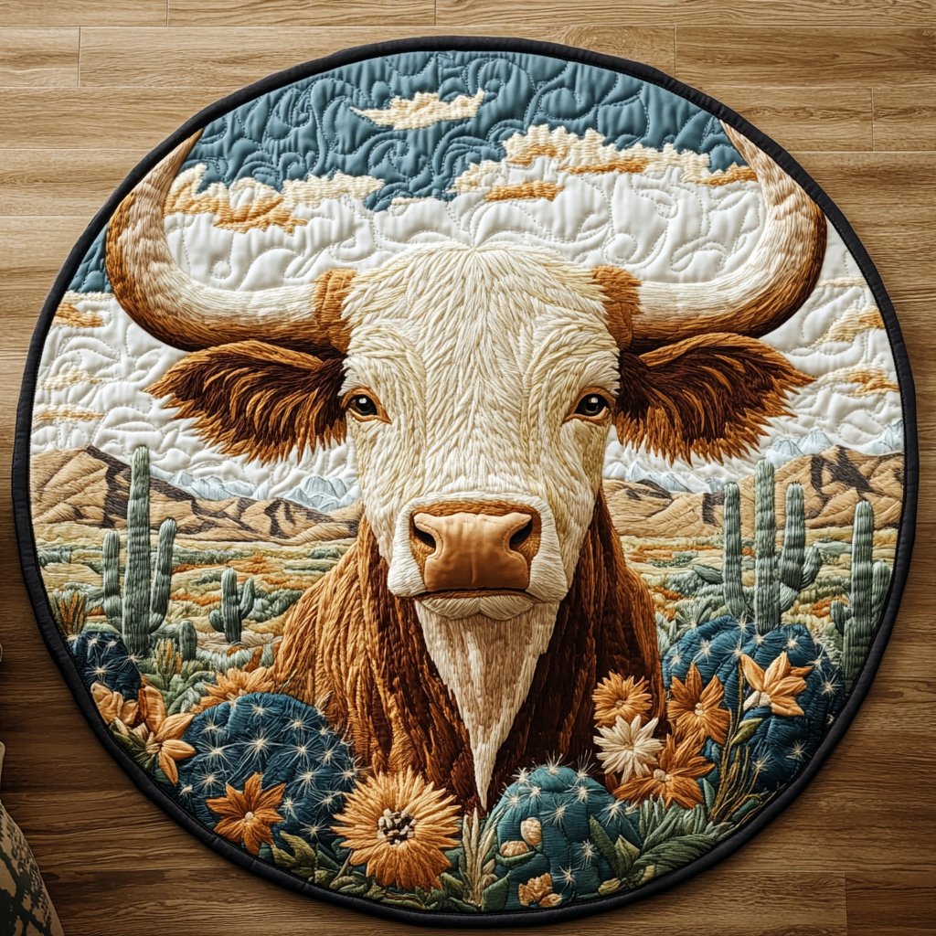 Western Spirit Round Mat Rug - washable non-slip printed rug