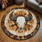 Western Vibe Round Mat Rug - washable non-slip printed rug
